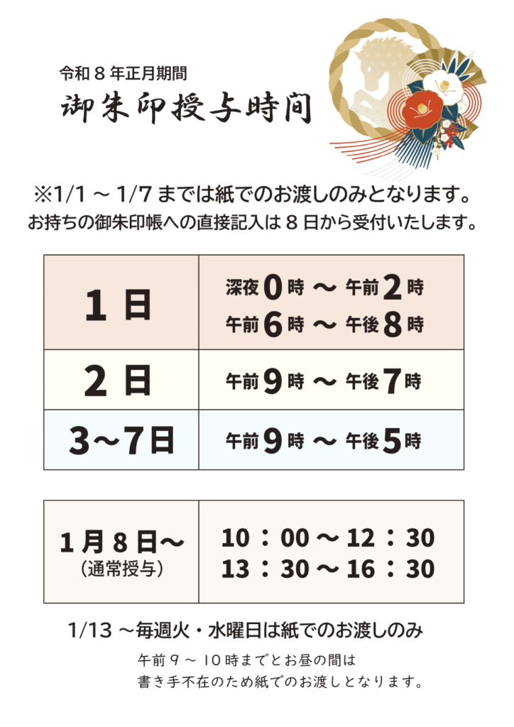 R8年御朱印授与時間